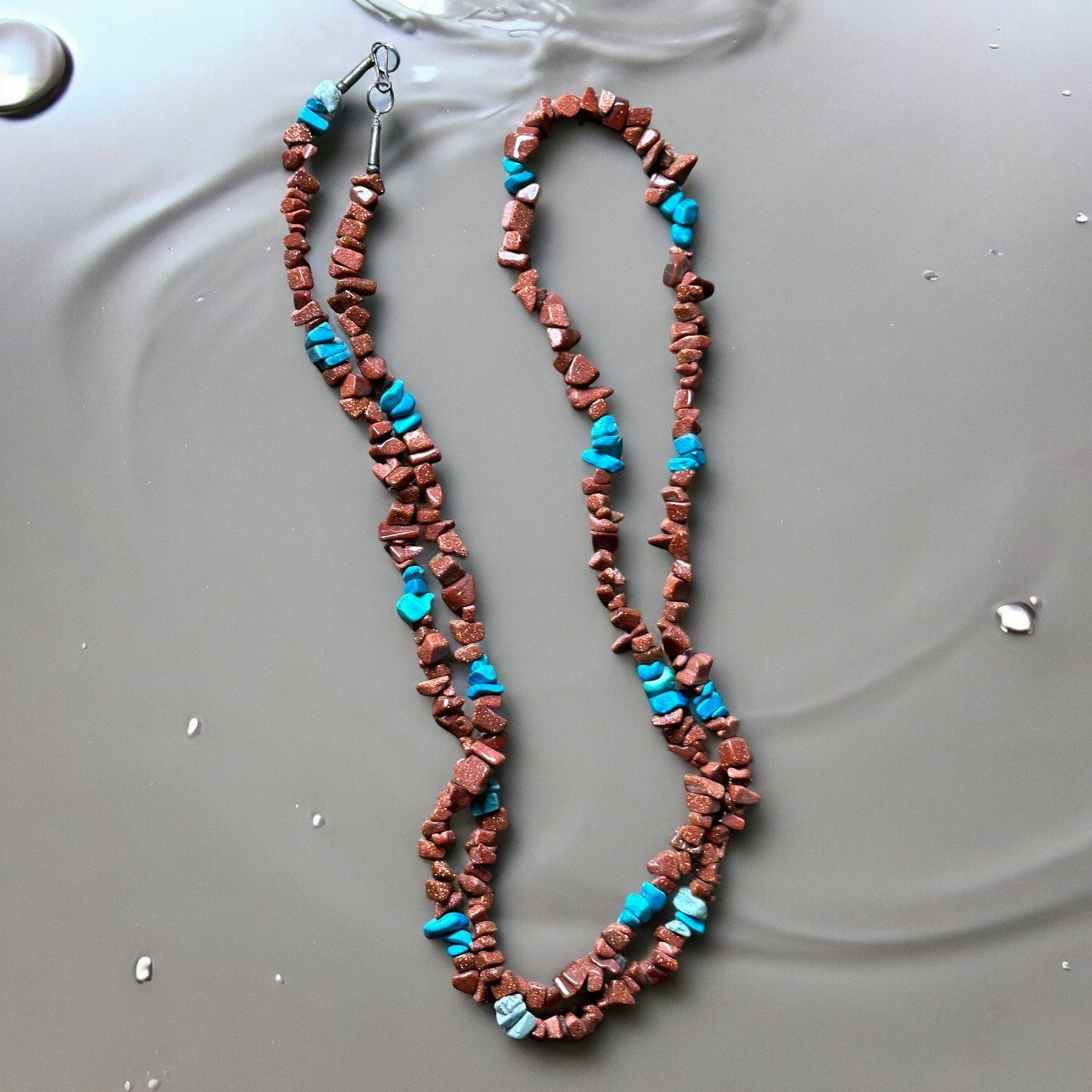 Antique Cognac Amber & Turquoise Necklace2-Photoroom