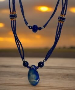 Rare Blue Lapis Lazuli Natural Beads Pendant Necklace