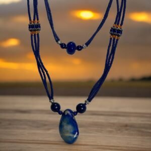 Rare Blue Lapis Lazuli Natural Beads Pendant Necklace