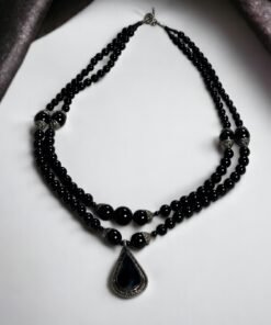 Natural Black agate stone Necklaces
