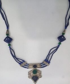 Blue Lapis Lazuli Gemstone Necklace Jewelry , Sterling Silver Handmade Jewelry