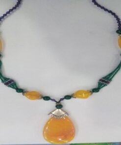 Mixed Gems Multiple Gemstone Stylish Carnelian Yellow Pendant Necklace