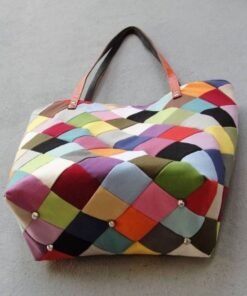 Patchwork Chic: The Unique Multicolor Leather Tote That's All Yours