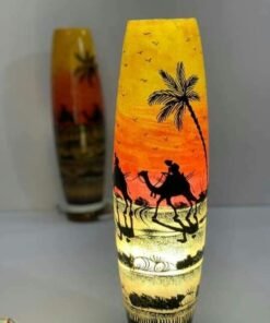 Hand-Painted Camel Skin Lamp - Warm Light & Exotic Flair for Living Room & More (15cm Wide)