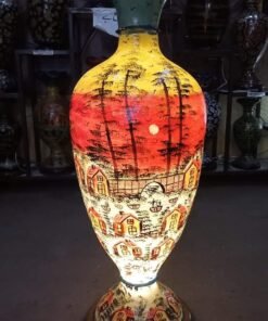 Handcrafted 24-Inch Camel Skin Vase Lamp - A Touch of Pakistani Heritage for Your Home