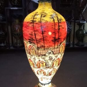 Handcrafted 24-Inch Camel Skin Vase Lamp - A Touch of Pakistani Heritage for Your Home