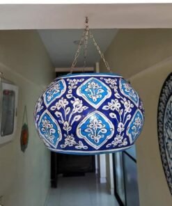 Cast a Warm Glow with Our Hand-Painted Camel Skin Hanging Lamp (13")