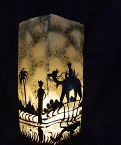Light Up Your World with Hand-Painted Art: Camel Skin Box Lamp