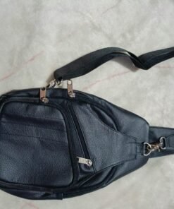 Uni Sex PVC Sling Bag Diagonal Zipper Accent 2 Zip Around Compartments Shoulder Pack Bag